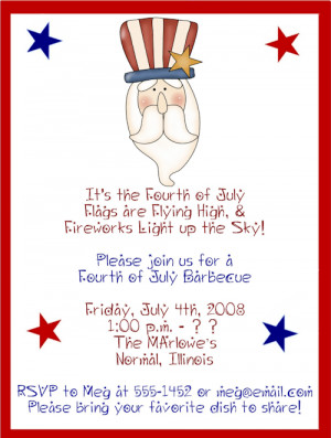 Uncle Sam 4th of July Party Invitations