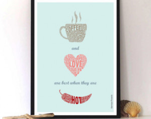 Coffee, Love quote, Typographic pri nt art, Modern art poster, Kitchen ...
