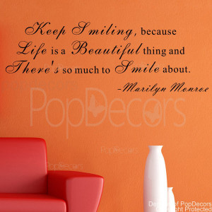 ... Wall Decal -Keep Smiling - Vinyl Words and Letters Quote Decal