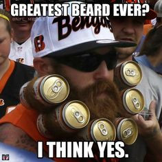 This Bengals fan deserves a medal for his beerd - http://makecoolmeme ...