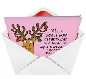 Ugly Sweater Reindeer Funny Christmas Card by NobleWorks and Scrivan ...