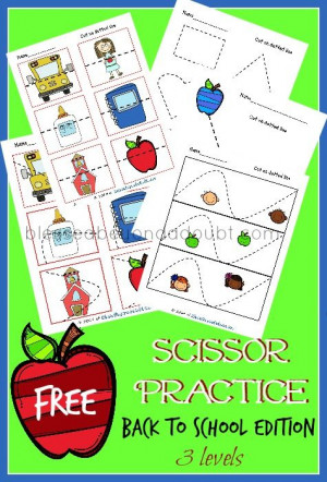 with these preschool scissor practice printables. She glued the pieces ...