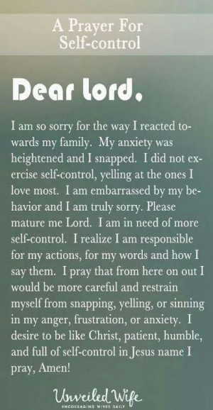Self control prayer