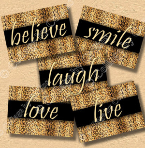 Cheetah Leopard Print Wall Art Decor Girls Room Believe Live Love ...