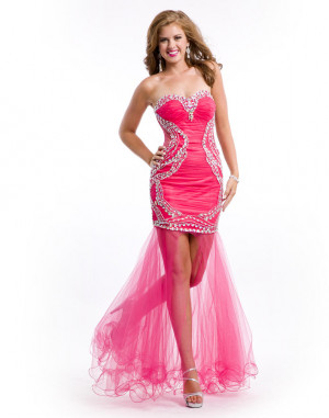 Hot Pink High Low Prom Dresses