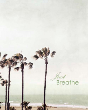 Inspirational Quote Wall Art, Just Breathe / Quote / Tropical Beach ...