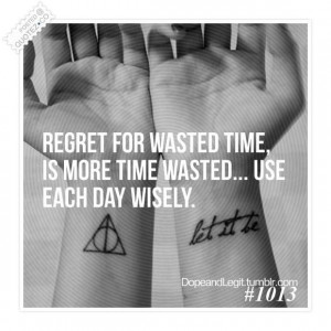 Regret for wasted time is more wasted time quote