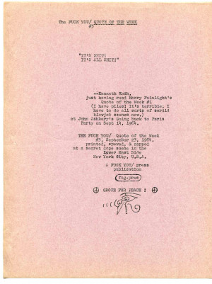 Kenneth Koch, Quote of the Week #3