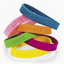 12 Inspirational Rubber Bracelets - HOPE DREAM LOVE COURAGE FAITH ...