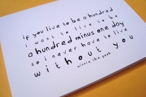 card winnie the pooh quote card a hundred minus one day romantic ...