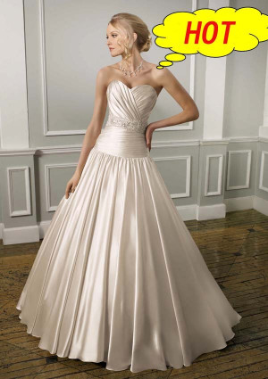 soft satin Champagne Wedding Dress floor length bridal dresses