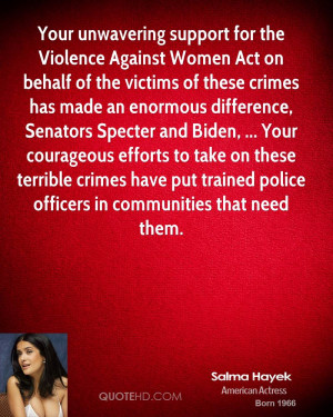 Your unwavering support for the Violence Against Women Act on behalf ...