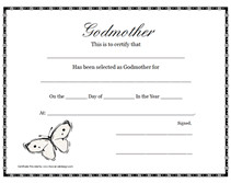 Blank Free Printable Godparent Certificate