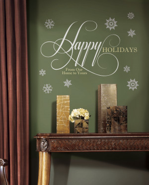 ... Decals Seasonal Happy Holidays Quote Giant Wall Stickers with Glitter
