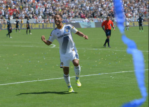 Giovani dos Santos celebrates his goal against NYCFC. Photo by Steve ...
