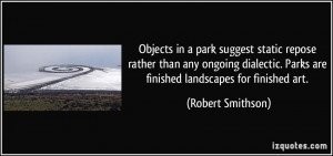 Objects in a park suggest static repose rather than any ongoing ...