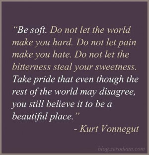... life pattern: kurt vonnegut - quote - be soft .do not let the wo