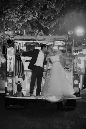 ... on a firetruck! #wedding #firefighter #firemen #fireman #fireengine