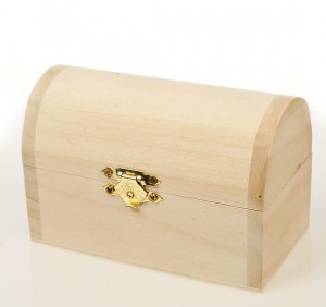 Unfinished Wooden Treasure Chest Keepsake Box, $2.99 free ship after $ ...