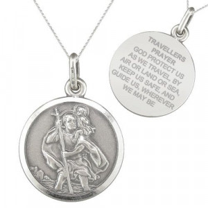 St Christopher Travellers Prayer Sterling Silver Necklace/Pendant on ...