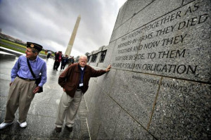 the inscription of a quote by Admiral Chester W. Nimitz at the WWII ...