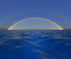 The bright side of the rainbow (below the primary bow) shows a ...