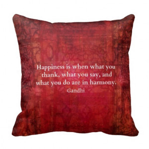 Inspirational Gandhi Happiness quote words art Pillow