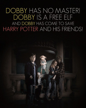 deathly hallows, dobby, harry potter, hermione granger, ron weasley