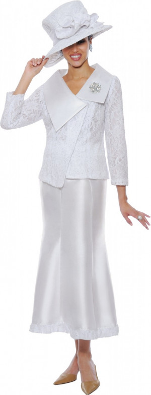 Solid and lace asymetrical jacket and skirt suit