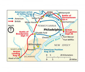 of British and American troop movements in the campaign of 1777