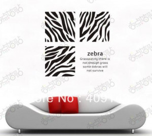 Zebra Grass Eating Holiday Animal Removable Vinyl PVC Wall Art Words ...