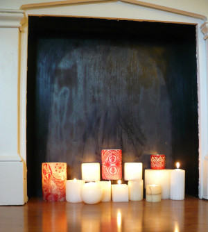 Faux Fireplace with Candles