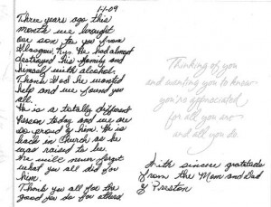 Recovering Clients - Letters with Words of Encouragment and Hope.