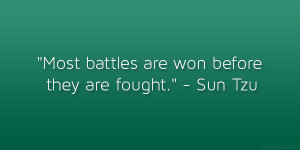 Most battles are won before they are fought.” – Sun Tzu