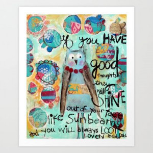 Whimsical owl print, Roald Dahl quote Art Print by sunshine girl ...