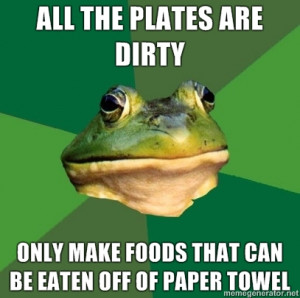 Bachelor Frog on dirty plates ...