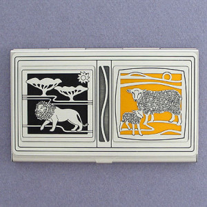 Click to customize this Lion & Lamb business card case.