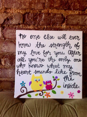 Owl Nursery art, Momma and baby owl canvas with mom quote