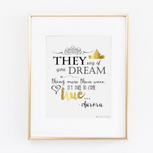 Disney Princess Quote | Princess Aurora | Black and Gold Wall Art ...