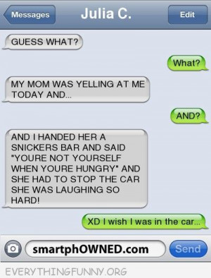 funny text message handed angry mom snickers