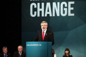 Sinn Fein President Gerry Adams delive