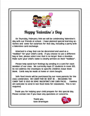 Valentine 39 s Day Parent Letter