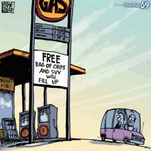 Funny gas filling station cartoon