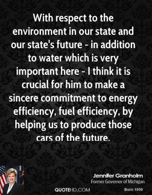 With respect to the environment in our state and our state's future ...
