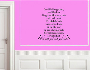 Norwegian Vinyl wall words quotes and sayings Sov lille Kengubarn, sov ...