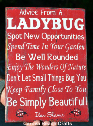 Ladybug Sign - Home Decor - Kitchen - Dining Room - Wood Sign - Advice ...