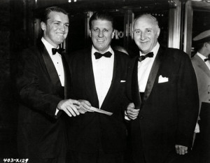 George Jr., his dad and composer Dimitri Tiomkin at the world premiere ...