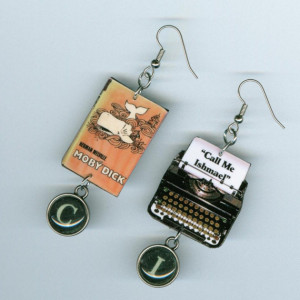 Moby Dick Earrings Vintage Typewriter Literary quote book cover