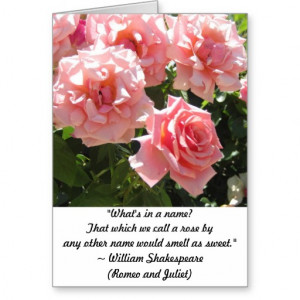 Light Pink Roses Shakespeare Quote Greeting Card