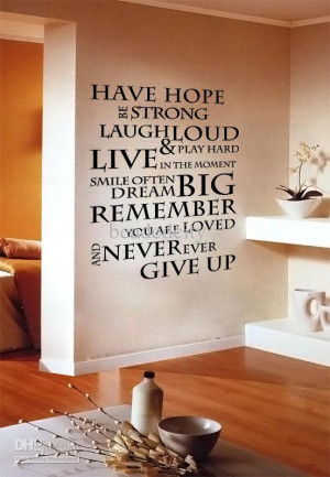 funlife]-56x75cm Have Hope Never Give UP! Removable Vinyl Wall Quote ...